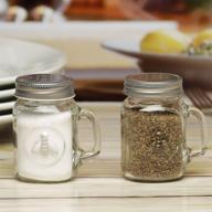 circleware honey bee mason jar mug salt and pepper shakers - glass handles, metal lids - set of 2, 5 oz logo