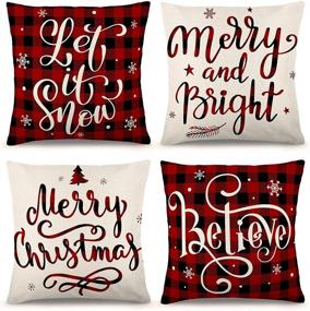 img 4 attached to YGEOMER Christmas Farmhouse Buffalo Decorations Bedding for Decorative Pillows, Inserts & Covers