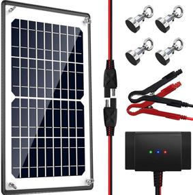 img 4 attached to 🔌 POWOXI 12V 10W Solar Panel with Magnetic Charger Maintainer for Car RV Motorcycle Marine - Built-in Intelligent Charge Controller, Waterproof Trickle Charger with Alligator Clip