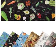 🥦 премиальный коврик для кухни толщиной 0,4 дюйма - антифатиг-подго­товленный ковер для кухни, офиса или прачечной - антискользящий и водонепроницаемый - надежная защита пола - 18"x48" черный ковер с овощным дизайном логотип
