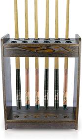 img 4 attached to 🎱 Fitlyiee 12 Pool Billiard Cue Rack Stand, Wooden Floor Cue Stick Organizer Fishing Rod Storage Rack