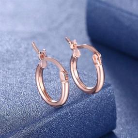 img 1 attached to 👂 Women's Girls' Small Clasp Hoop Earrings - Sterling Silver/Gold/Rose Gold/Silver Options