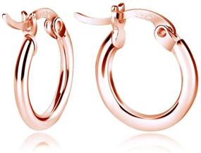 img 4 attached to 👂 Women's Girls' Small Clasp Hoop Earrings - Sterling Silver/Gold/Rose Gold/Silver Options