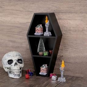 img 1 attached to 🏻 Ubrand Wall Decor Coffin Shelf: Spooky Gothic Home Decor - Black Floating Wooden Shelf for Wall or Table Top - Witchy Room Decor for Oddities and Curiosities