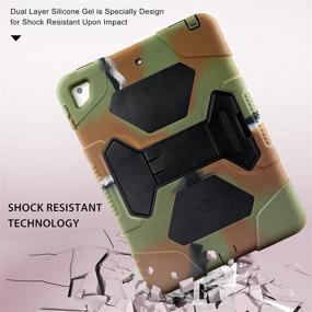 img 1 attached to 👦 Kidspr Shockproof Lightweight Rugged Case with Stand for New iPad 9.7 inch 2018/2017, Full Body Protection for Children - Army/Black