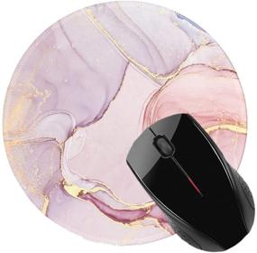 img 3 attached to 🖱️ Anti-Slip Round Mouse Pad | Rubber Mousepads for Desktop, Notebook, Working, and Gaming | Stitched Edge Design | Black Grey Pink Marble | Pack of 3