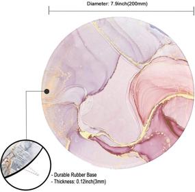 img 2 attached to 🖱️ Антискользящий круглый коврик для мыши | Коврики из резины для настольных ПК, ноутбуков, работы и игр | Сшитый край | Мрамор черно-серо-розовый | Набор из 3 штук