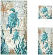 naanle vintage ocean sea turtles starfish map soft luxury decorative towel set - 3 piece (bath towel+hand towel+washcloth) - multipurpose for bathroom, hotel, gym, spa, beach logo
