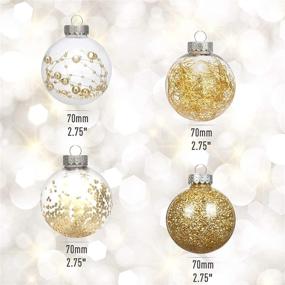 img 3 attached to Set of 24ct Clear Plastic Christmas Ball Ornaments - Shatterproof Xmas Baubles with Stuffed Delicate Decorations for Wedding, Thanksgiving, Party - 70mm Gold - AMS 2.76 Inches