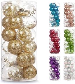 img 4 attached to Set of 24ct Clear Plastic Christmas Ball Ornaments - Shatterproof Xmas Baubles with Stuffed Delicate Decorations for Wedding, Thanksgiving, Party - 70mm Gold - AMS 2.76 Inches