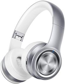 img 4 attached to Наушники Picun P26 Bluetooth Over Ear - 80 часов работы, Hi-Fi стерео беспроводные наушники, глубокие басы, складные, проводные/беспроводные/TF, для мобильного телефона/ПК, беспроводная гарнитура Bluetooth 5.0 с микрофоном - платиново-серый