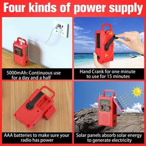 img 3 attached to ⚡️ FDKOBE Portable Emergency Solar Hand-Crank Charger - Small Radio, 5000mAh Rechargeable Battery Weather Radio, AM/FM/NOAA with 1W LED Flashlight and Reading Lamp, Cell Phone Charger, SOS - Ideal for Home & Outdoor