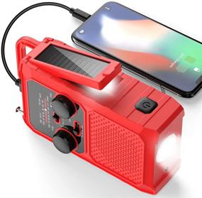 img 4 attached to ⚡️ FDKOBE Portable Emergency Solar Hand-Crank Charger - Small Radio, 5000mAh Rechargeable Battery Weather Radio, AM/FM/NOAA with 1W LED Flashlight and Reading Lamp, Cell Phone Charger, SOS - Ideal for Home & Outdoor