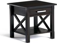 🪑 simplihome kitchener solid wood 21 inch square end side table: hickory brown with storage - ideal for living room and bedroom logo