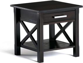 img 4 attached to 🪑 SimpliHome Kitchener Solid Wood 21 inch Square End Side Table: Hickory Brown with Storage - Ideal for Living Room and Bedroom