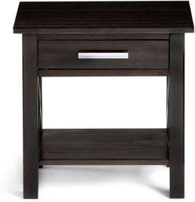 img 1 attached to 🪑 SimpliHome Kitchener Solid Wood 21 inch Square End Side Table: Hickory Brown with Storage - Ideal for Living Room and Bedroom