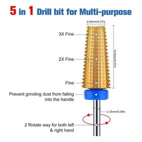 img 3 attached to 💅 ZoCCee 5 in 1 Carbide Nail Drill Bits: Professional Tungsten Rotary Bits for Acrylic Nail Gel - Suitable for Left and Right Handed Users!