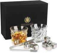 🥃 kollea whiskey glasses set with 8 reusable whiskey stones - perfect whiskey gift for men, dad, boyfriend him - ideal for birthday, housewarming, anniversary, christmas - includes 11oz whiskey glasses logo