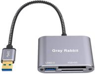 💻 high-speed usb 3.0 xqd card reader adapter - grayrabbit dual slot reader for sony g/m series & sd/sdhc cards - compatible with windows/mac os logo