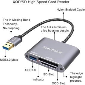 img 3 attached to 💻 High-Speed USB 3.0 XQD Card Reader Adapter - GrayRabbit Dual Slot Reader for Sony G/M Series & SD/SDHC Cards - Compatible with Windows/Mac OS