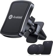 🚗 andobil car phone magnetic mount with 6 n52 strong magnets - magnetic vent phone holder for car, universal cell phone holder compatible with iphone 12 mini/12 pro/11/11 pro max, samsung s20/s10, and more logo