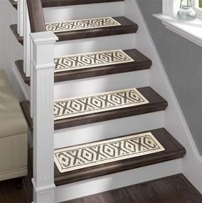 img 3 attached to 🚪 Enhance Safety and Style with Sofia Rugs Shaggy Stair Treads - Gray Diamond Aura - Carpet Runner Strips for Staircase Traction - Non-Slip Improvement and Adhesive Tape Included