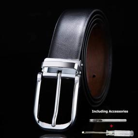 img 3 attached to 🍈 Adjustable Cantaloupe Reversible Leather Buckle - Men's Accessories