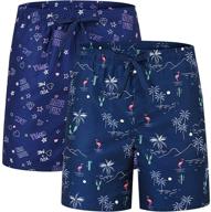 🩳 boys' swim trunks with flamingo print and convenient pockets logo