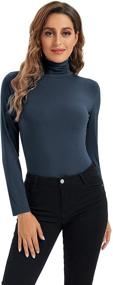 img 4 attached to 🧣 Women's Fitted Turtleneck Sleeve Sweater Undershirts: Optimized Clothing for Enhanced Style