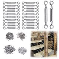 🔧 muzata 20 set 1/8" cable railing kit hardware - heavy duty turnbuckle m5 eye to eye for wood post, wire rope stainless steel - angle adjustable woodloft system deck stair - 20 cable lines ck01, ca4, ca5 logo