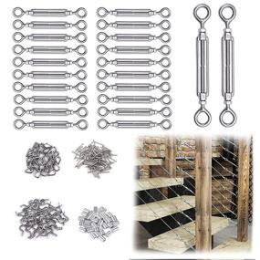 img 4 attached to 🔧 Muzata 20 Set 1/8" Cable Railing Kit Hardware - Heavy Duty Turnbuckle M5 Eye to Eye for Wood Post, Wire Rope Stainless Steel - Angle Adjustable WoodLoft System Deck Stair - 20 Cable Lines CK01, CA4, CA5