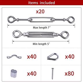 img 3 attached to 🔧 Muzata 20 Set 1/8" Cable Railing Kit Hardware - Heavy Duty Turnbuckle M5 Eye to Eye for Wood Post, Wire Rope Stainless Steel - Angle Adjustable WoodLoft System Deck Stair - 20 Cable Lines CK01, CA4, CA5