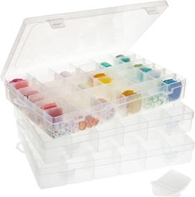 img 4 attached to 📿 Clear Plastic Jewelry Organizer Box for Earrings Storage - 3 Pack with 36 Small Compartments
