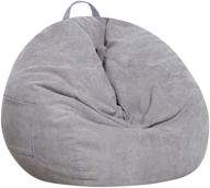 🧸 sanmadrola stuffed animal storage bean bag chair cover (no beans) - premium corduroy stuffable beanbag for organizing children plush toys or memory foam - extra large 300l (grey) - ideal for kids and adults logo