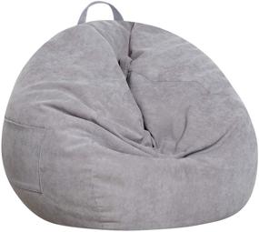 img 4 attached to 🧸 SANMADROLA Stuffed Animal Storage Bean Bag Chair Cover (No Beans) - Premium Corduroy Stuffable Beanbag for Organizing Children Plush Toys or Memory Foam - Extra Large 300L (Grey) - Ideal for Kids and Adults