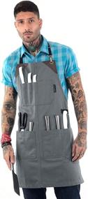 img 4 attached to 🔪 NY Sky Knife-Roll Steel Gray Apron – Durable Canvas, Reinforced with Leather – Adjustable Unisex – Ideal for Professional Chefs, BBQ Enthusiasts, Butchers, Bartenders, Woodworkers, and Tool Use