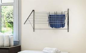 img 2 attached to 🧺 Space-Saving Stainless Steel Laundry Rack & Organizer with 6.5 Yards Drying Capacity - Brightmaison Wall Mount Clothes Drying Rack