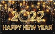 72x44 inch xtralarge happy new year banner 2022 - black and gold new years eve backdrop decorations, nye party supplies with happy new year decor 2022 логотип