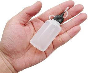 img 1 attached to 🔧 12-Piece Hulless 1 Ounce Needle Tip Glue Bottles Set with 30ml Plastic Dropper Bottles, Black Lid, and 2 Mini Funnels - Ideal for Small Gluing Projects, Paper Quilling, DIY Crafts, and Acrylic Painting.