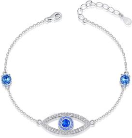 img 4 attached to 👁️ Ideal IOHUPCI 925 Sterling Silver Evil Eye Bracelet Jewelry: Blue White CZ Eye Bracelet; Perfect Lucky Gifts for Women and Girls; 18" Sliver Chain