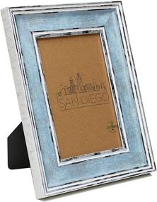 img 4 attached to 🖼️ Distressed Blue 4x6 Picture Frame – Desktop Display Mount, EcoHome Frames