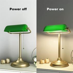 img 2 attached to 💡 Vintage Bankers Lamp for Office and Study Room - Brass Base with Green Anti-Broke Plastic Shade