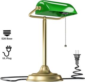 img 3 attached to 💡 Vintage Bankers Lamp for Office and Study Room - Brass Base with Green Anti-Broke Plastic Shade