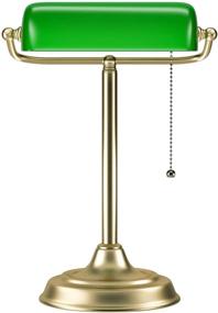 img 4 attached to 💡 Vintage Bankers Lamp for Office and Study Room - Brass Base with Green Anti-Broke Plastic Shade