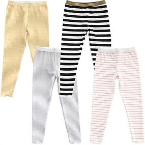 img 4 attached to Toddler 4 Pack Leggings Stretchy Stripe