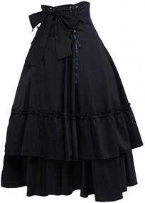 img 2 attached to 👗 M4U Women's Black Polka Dot Ruffled Lace Bottom Lolita Skirt - Cotton Material