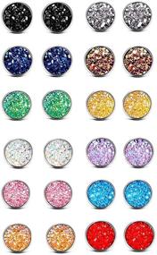 img 4 attached to 💎 Stainless Steel Druzy Stud Earrings Set - Hypoallergenic Pierced Earrings for Girls and Women by ATIMIGO