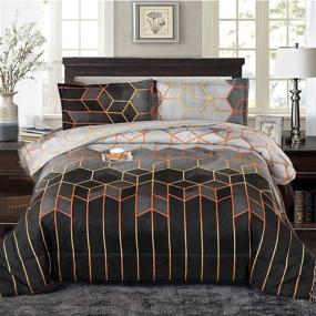 img 4 attached to BDAILKA Queen Size Gray Geometric Comforter Sets - Ultra-Soft 3 Piece Microfiber Bedding Set with 2 Pillow Covers - Machine Washable