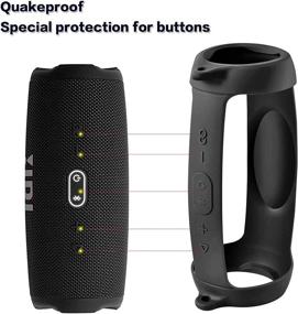 img 3 attached to 🔒 Полная защита: Чехол из черного силикона для портативного Bluetooth-динамик JBL Charge 5 - Водонепроницаемый, удобный для путешествий, со съемным ремешком для переноски.