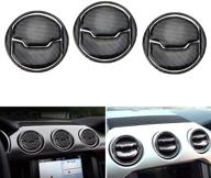 ijdmtoy 3-piece carbon fiber overlay trims for 2015-up ford mustang center dashboard ac vent cover decoration - black logo